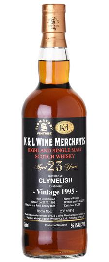 1995 Clynelish 23 Year Old "Signatory Vintage Black Label" K&L Exclusive Single 2nd Fill Sherry Butt #11239 Cask Strength Single Malt Scotch Whisky (750ml)